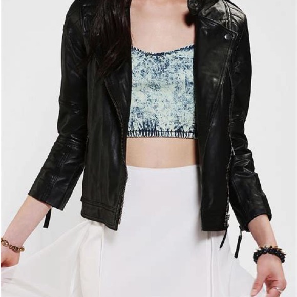 Sparkle & Fade Leather Moto Jacket